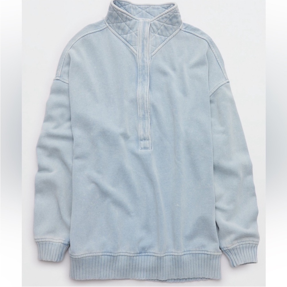 Aerie Oh Snap Sweatshirt Cloud Wash Size Large Blue - Picture 3 of 3